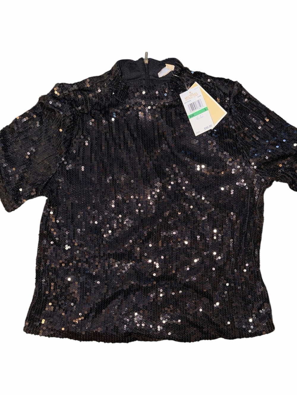 Michael Kors Black Short Sleeve Sequin Top